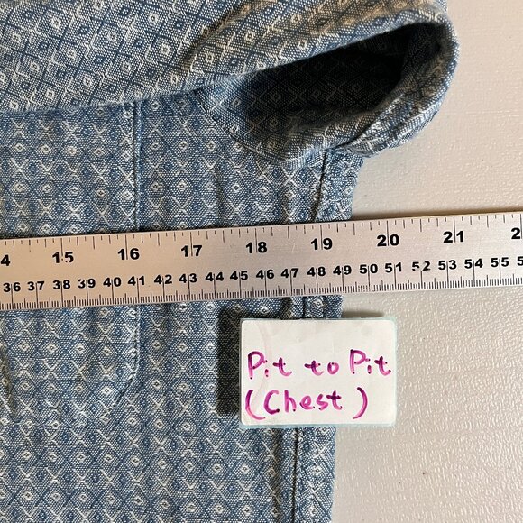 Naked & Famous All Over Print Geometric Button Down Shirt - Men's Size S - Blue - Picture 6 of 9